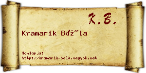 Kramarik Béla névjegykártya
